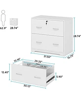 Tribe signs 2-Drawer Lateral File Cabinet, Large White Filing Cabinet with Lock, Office File Cabinets for Hanging Letter/Legal/F4/A4 Size Files