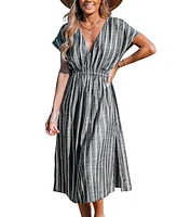 Cupshe Women's Striped Midi Cover-Up Dress