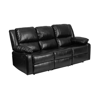 Bustle Back Leathersoft Sofa With Two Built-In Recliners