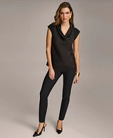 Donna Karan Women's Cowl-Neck Cap-Sleeve Top