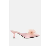 Women asma organza bow embellished satin mules