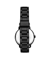 Women's Black Case and Bracelet, Crystal Studded Dial Watch