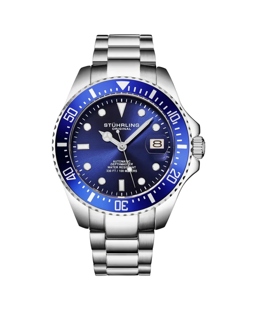 Men's Japanese Seiko NH35 Automatic Self Wind Movement Diver Watch, Stainless Steel Bracelet