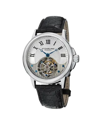 Stuhrling Original Model 541 Stainless Steel Case ,Genuine Alligator Strap, Exposed Tourbillon Movement Men's watch
