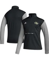 Men's adidas Black Georgia Tech Yellow Jackets Sideline Aeroready Half-Zip Sweatshirt