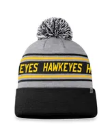 Men's Top of the World Heather Gray Iowa Hawkeyes Frigid Cuffed Knit Hat with Pom