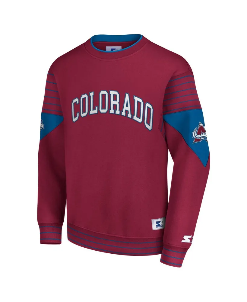 Men's Starter Burgundy Colorado Avalanche Faceoff Pullover Sweatshirt