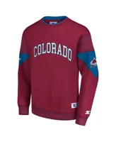 Men's Starter Burgundy Colorado Avalanche Faceoff Pullover Sweatshirt