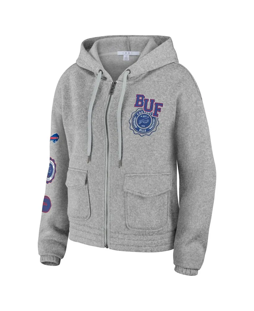 Women's Wear by Erin Andrews Heather Gray Buffalo Bills Full-Zip Hoodie