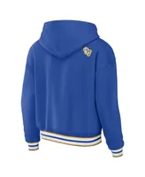 Women's Wear by Erin Andrews Royal Los Angeles Rams Lace-Up Pullover Hoodie