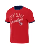 Men's Darius Rucker Collection by Fanatics Navy, Red Distressed Cleveland Guardians Two-Way Ringer Reversible T-shirt