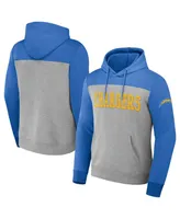 Men's Nfl x Darius Rucker Collection by Fanatics Heather Gray Los Angeles Chargers Color Blocked Pullover Hoodie