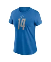 Women's Nike Amon-Ra St. Brown Blue Detroit Lions Player Name Number T-shirt