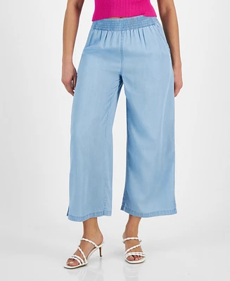 Calvin Klein Jeans Petite High-Rise Cropped Wide-Leg Pants