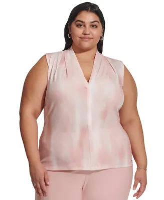 Calvin Klein Plus Printed Sleeveless V-Neck Camisole Top