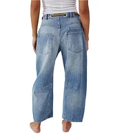 Free People Women's Moxie Cotton Low-Slung Barrel Jeans