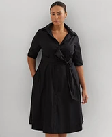 Lauren Ralph Plus Belted Shirtdress