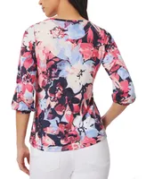 Jones New York Women's Blouson-Sleeve Floral-Print Top