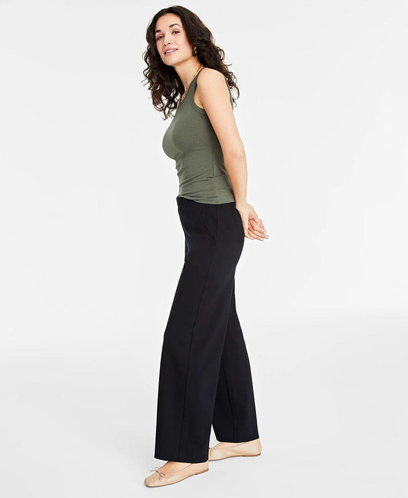 On 34th Women's High-Rise Pull-On Wide-Leg Ponte-Knit Pants, Created for Macy's