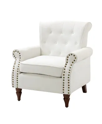 Nivison Modern Small Accent Chair with Nailhead Trim Space Saving