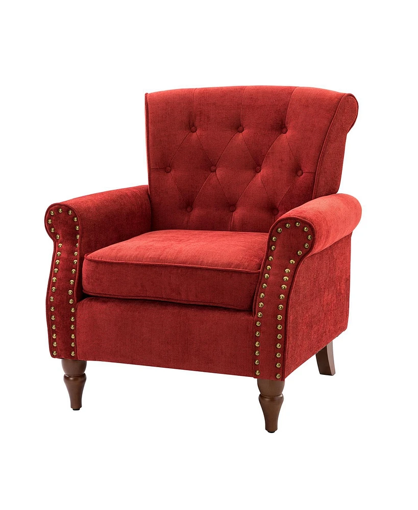 Nivison Modern Small Accent Chair with Nailhead Trim Space Saving