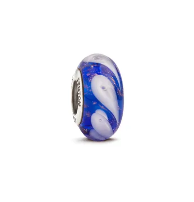 Fenton Glass Jewelry: White Caps at Sea Glass Charm - Multi
