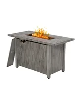 43 Inch 50 000 Btu Propane Fire Pit Table with Removable Lid-Grey