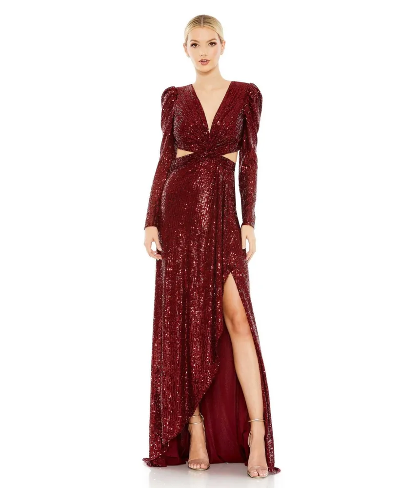 Women's Ieena Sequined Criss Cross Long Sleeve Gown