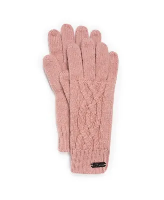 Muk Luks Women's Cozy Knit Gloves, Candied Peach, One Size