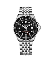 Stuhrling 1009 Men's Automatic Dive Watch with Swiss Movement, Stainless Steel Case, Beaded Bracelet