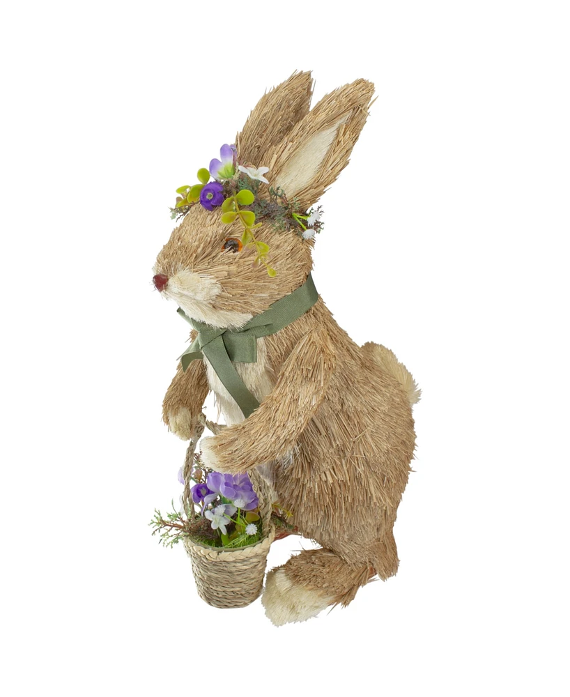 Northlight 15" Sisal Rabbit with Basket Easter Figure