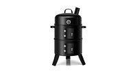 3-in-1 Portable Round Charcoal Smoker Bbq Grill Built-in Thermometer