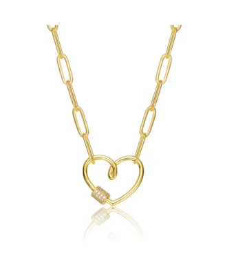 Gigi Girl Kids/Young Teens 14K Gold Plated Cubic Zirconia Abstract Heart Charm Necklace