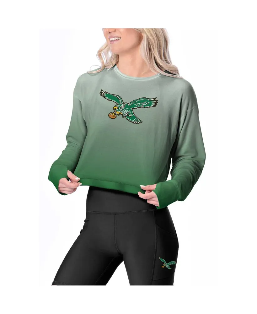 Women's Certo Kelly Green Philadelphia Eagles Gridiron Classics Shift Hi Low Ombre Long Sleeve T-shirt