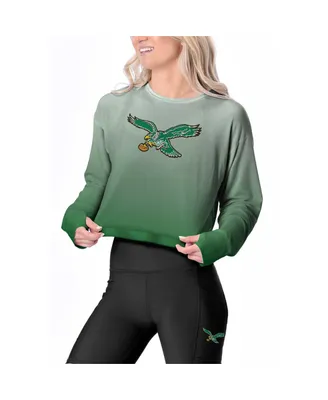 Women's Certo Kelly Green Philadelphia Eagles Gridiron Classics Shift Hi Low Ombre Long Sleeve T-shirt