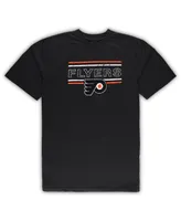 Men's Black, Orange Distressed Philadelphia Flyers Big and Tall T-shirt and Pajama Pants Sleep Set