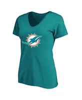 Women's Tyreek Hill Aqua Miami Dolphins Plus Fair Catch Name and Number V-Neck T-shirt