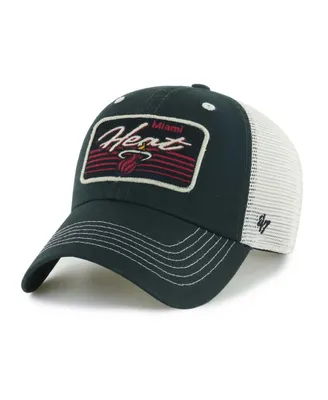 Men's '47 Brand Black Miami Heat Five Point Patch Clean Up Adjustable Hat