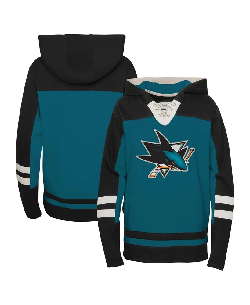 Big Boys Teal San Jose Sharks Ageless Revisited Lace-Up V-Neck Pullover Hoodie