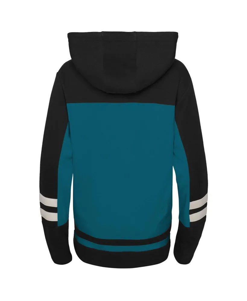 Big Boys Teal San Jose Sharks Ageless Revisited Lace-Up V-Neck Pullover Hoodie