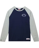 Men's Mitchell & Ness Navy Penn State Nittany Lions Legendary Slub Raglan Long Sleeve T-shirt