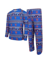 Men's Concepts Sport Royal New York Mets Knit Ugly Sweater Long Sleeve Top and Pants Set