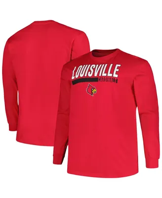 Men's Profile Red Louisville Cardinals Big and Tall Two-Hit Long Sleeve T-shirt