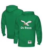 Men's Mitchell & Ness Kelly Green Distressed Philadelphia Eagles Go Birds Pullover Hoodie