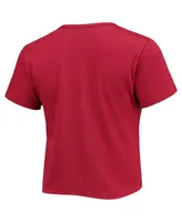 Women's ZooZatz Crimson Distressed Alabama Crimson Tide Core Laurels Cropped T-shirt
