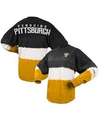 Women's Spirit Jersey Black, Gold Pittsburgh Penguins Ombre Long Sleeve T-shirt