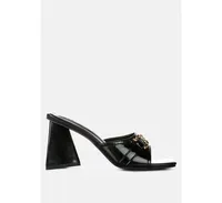 Salisbury Horsebit Buckle Triangular Block Heel Sandals