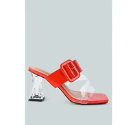 City Girl Buckle Detail Clear Spool Heel Sandals