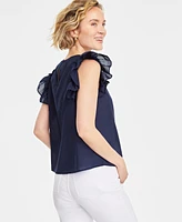 On 34th Women's Ruffle Short-Sleeve Voile Top, Created for Macy's