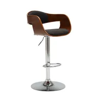 Bar Stool Gray Bent Wood and Fabric